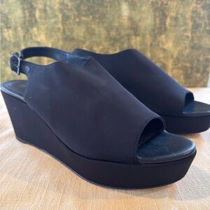 Donald J. Pliner Black Wedge Sandals